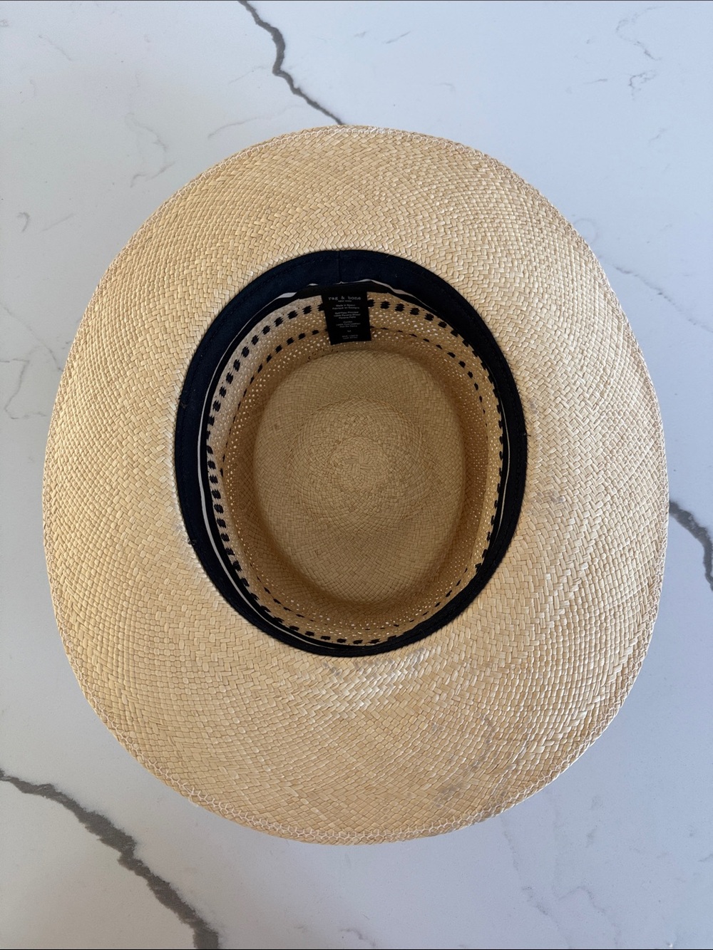 rag & bone Cora Panama Natural Straw Wide-Brim Hat with Brown Leather Band - Picture 4 of 5